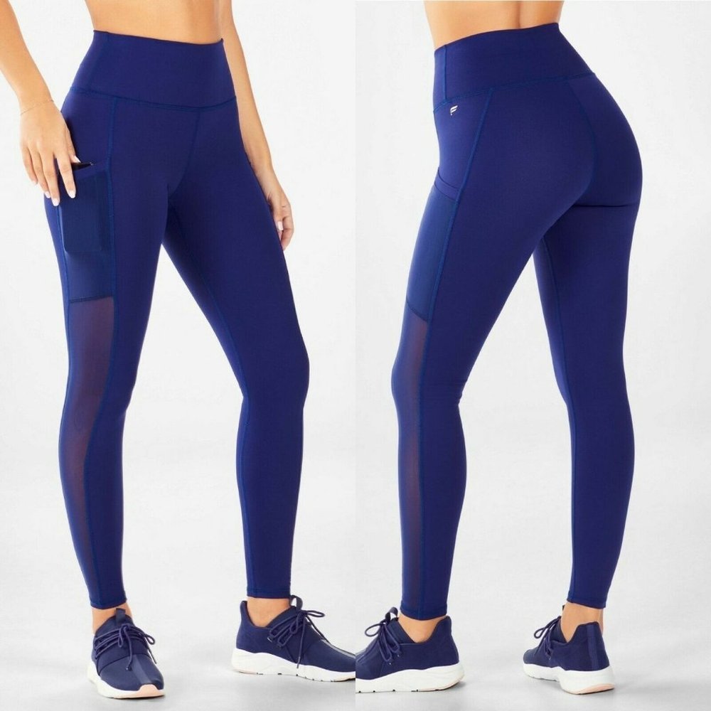 Fabletics Powerhold Mesh High Rise Leggings 7/8 Navy Activewear Womens Size
